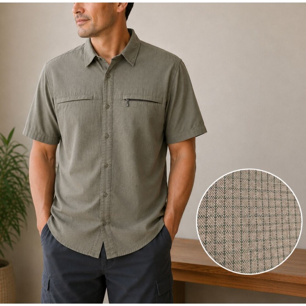 The North Face Olive Green Hiking Travel Button-Up Shirt Men's Large